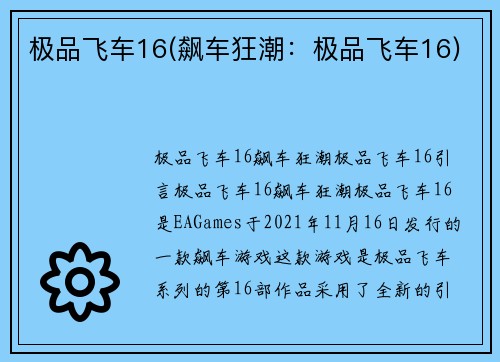 极品飞车16(飙车狂潮：极品飞车16)